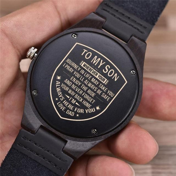 Watches Dad To Son - I Am Always Here For You Engraved Wood Watch GiveMe-Gifts