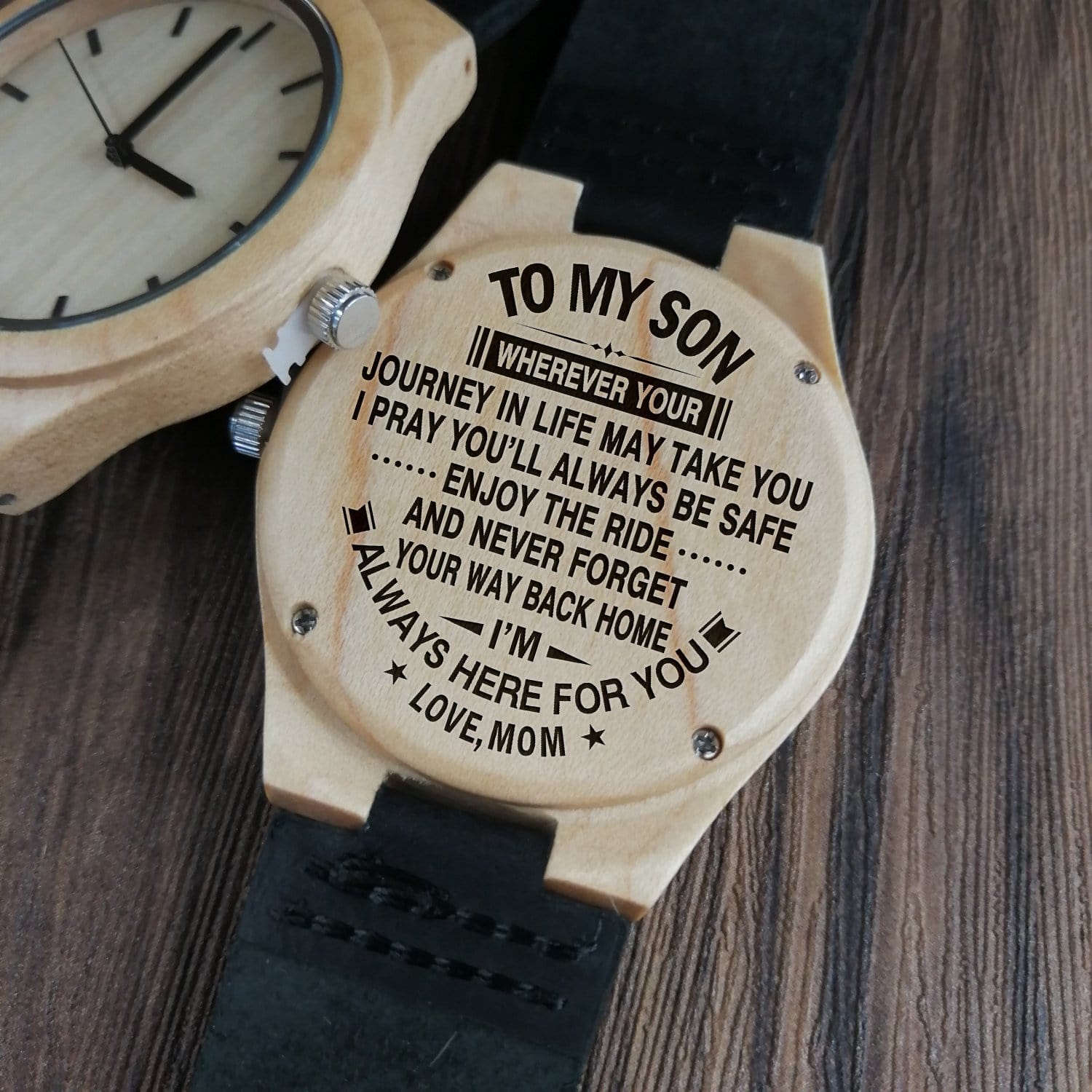 Watches Mom To Son - I Always Here For You Engraved Wood Watch GiveMe-Gifts