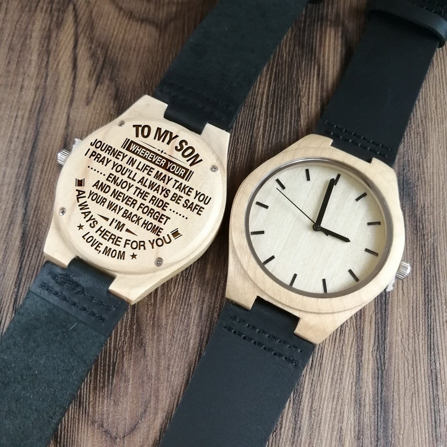 Watches Mom To Son - I Always Here For You Engraved Wood Watch GiveMe-Gifts