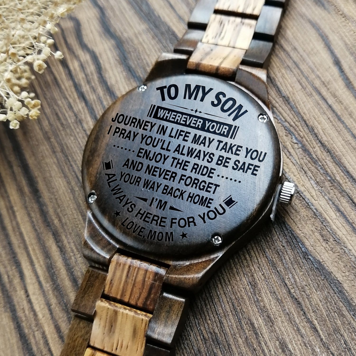 Watches Mom To Son - I Am Always Here Engraved Wood Watch GiveMe-Gifts