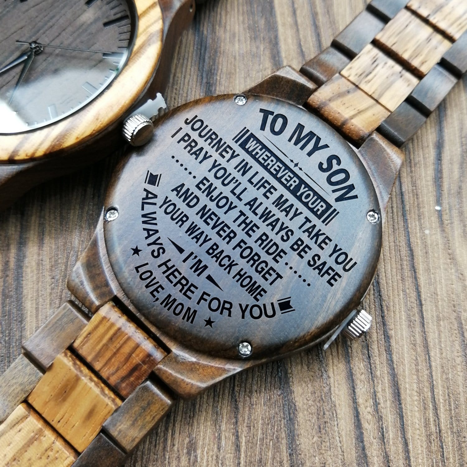 Watches Mom To Son - I Am Always Here Engraved Wood Watch GiveMe-Gifts