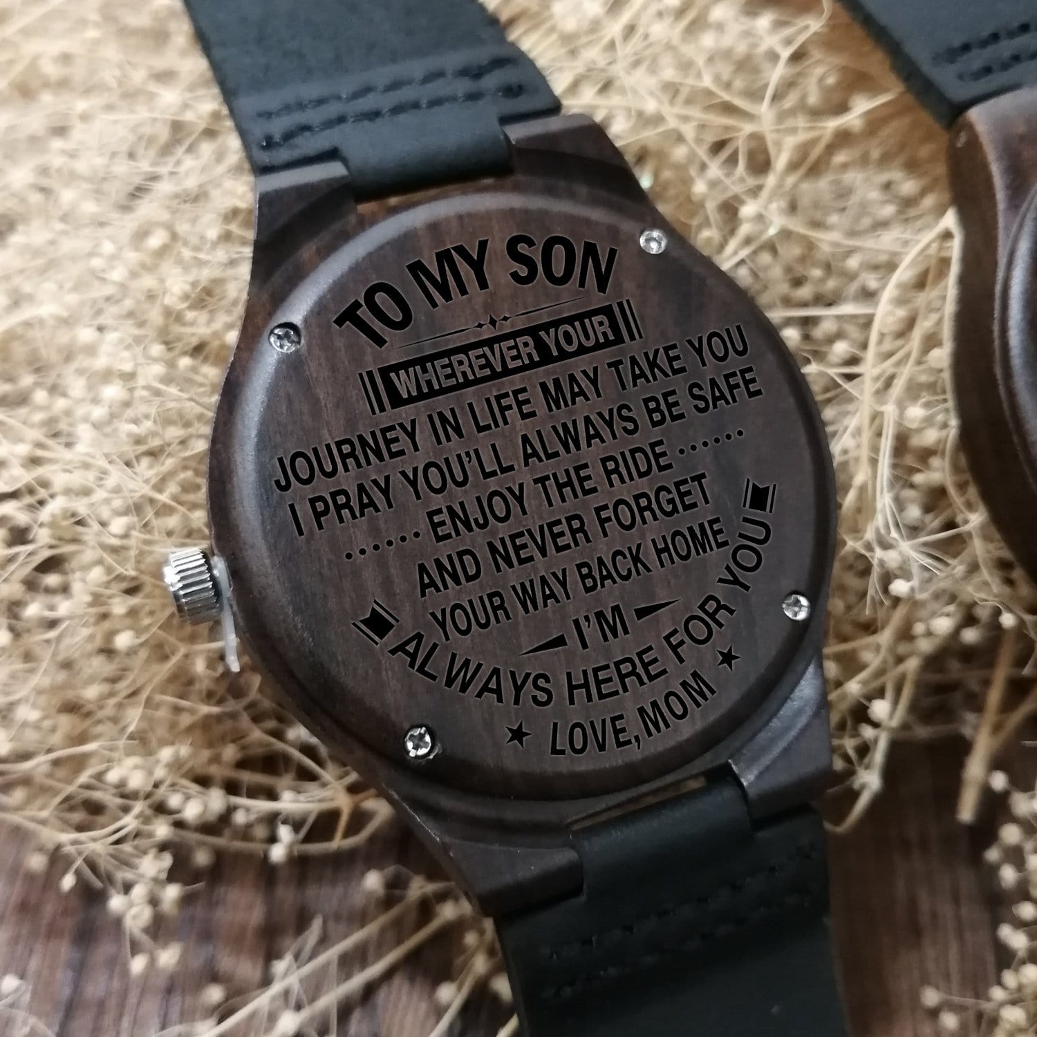 Watches Mom To Son - I Am Always Here For You Engraved Wood Watch GiveMe-Gifts