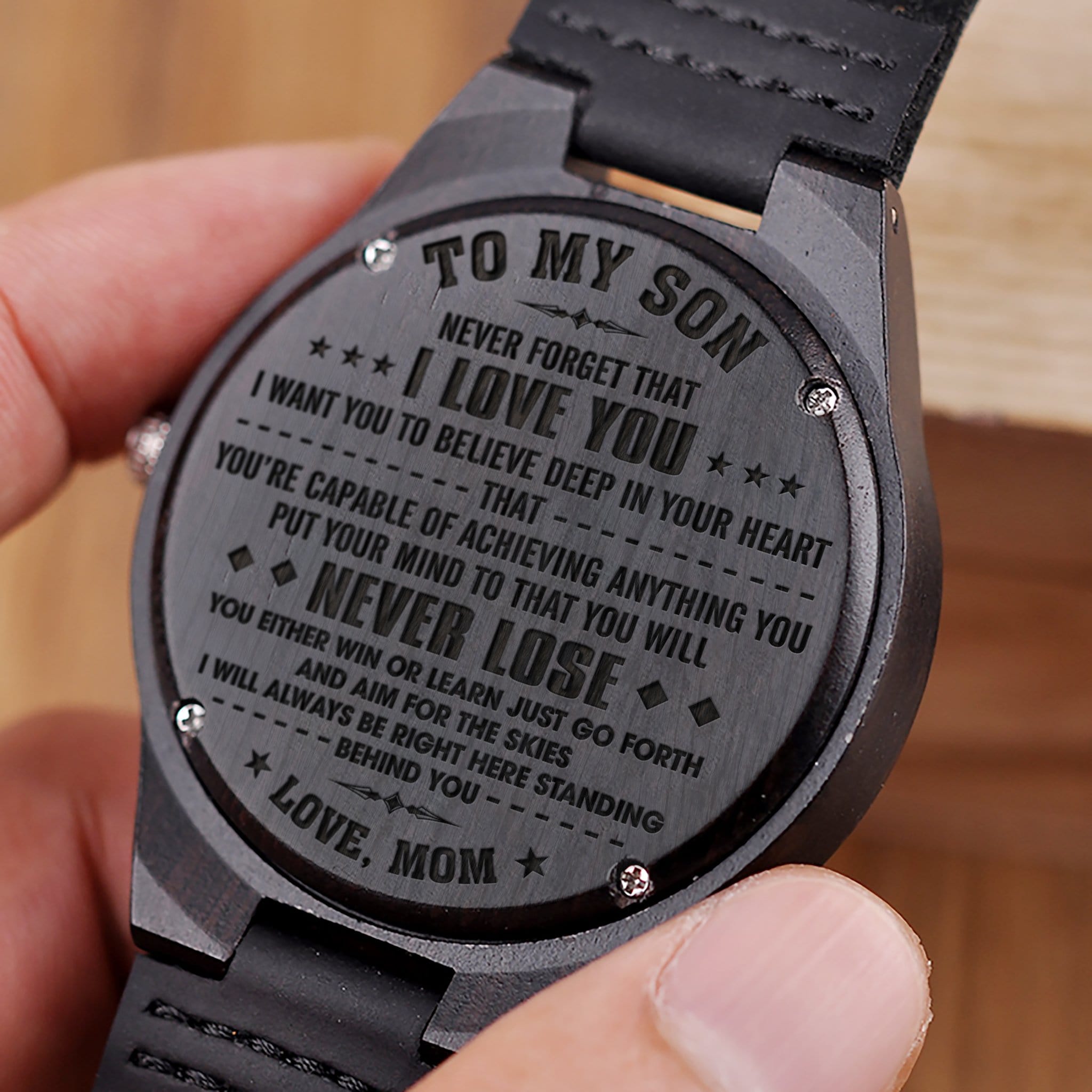 Watches Mom To Son - You Will Never Lose Engraved Wood Watch GiveMe-Gifts