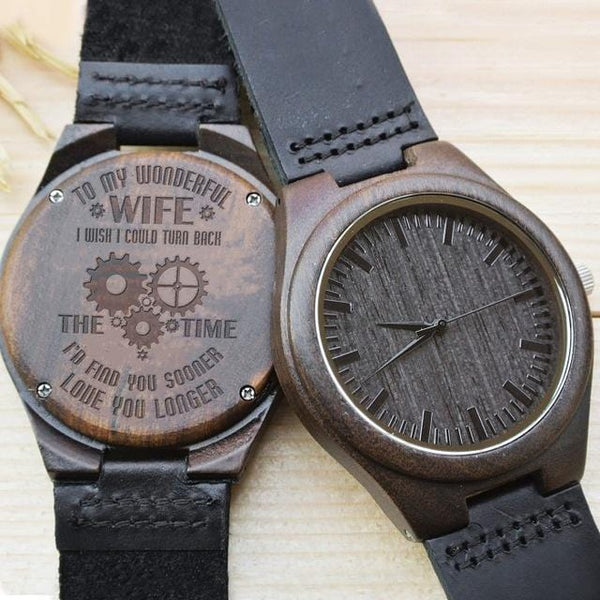 Watches To My Wife - Engraved Engraved Wood Watch GiveMe-Gifts
