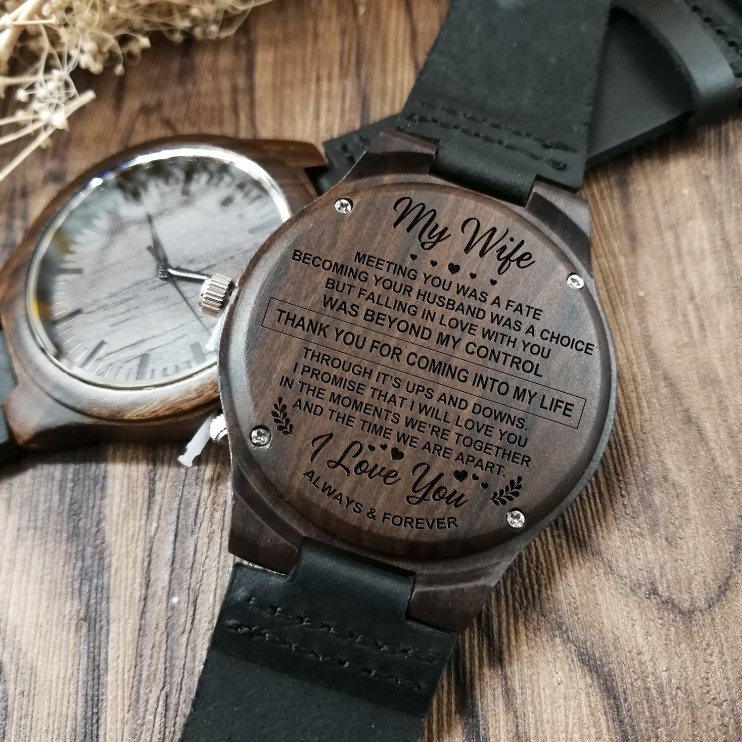 Watches To My Wife - I Love You Always And Forever Engraved Wood Watch GiveMe-Gifts
