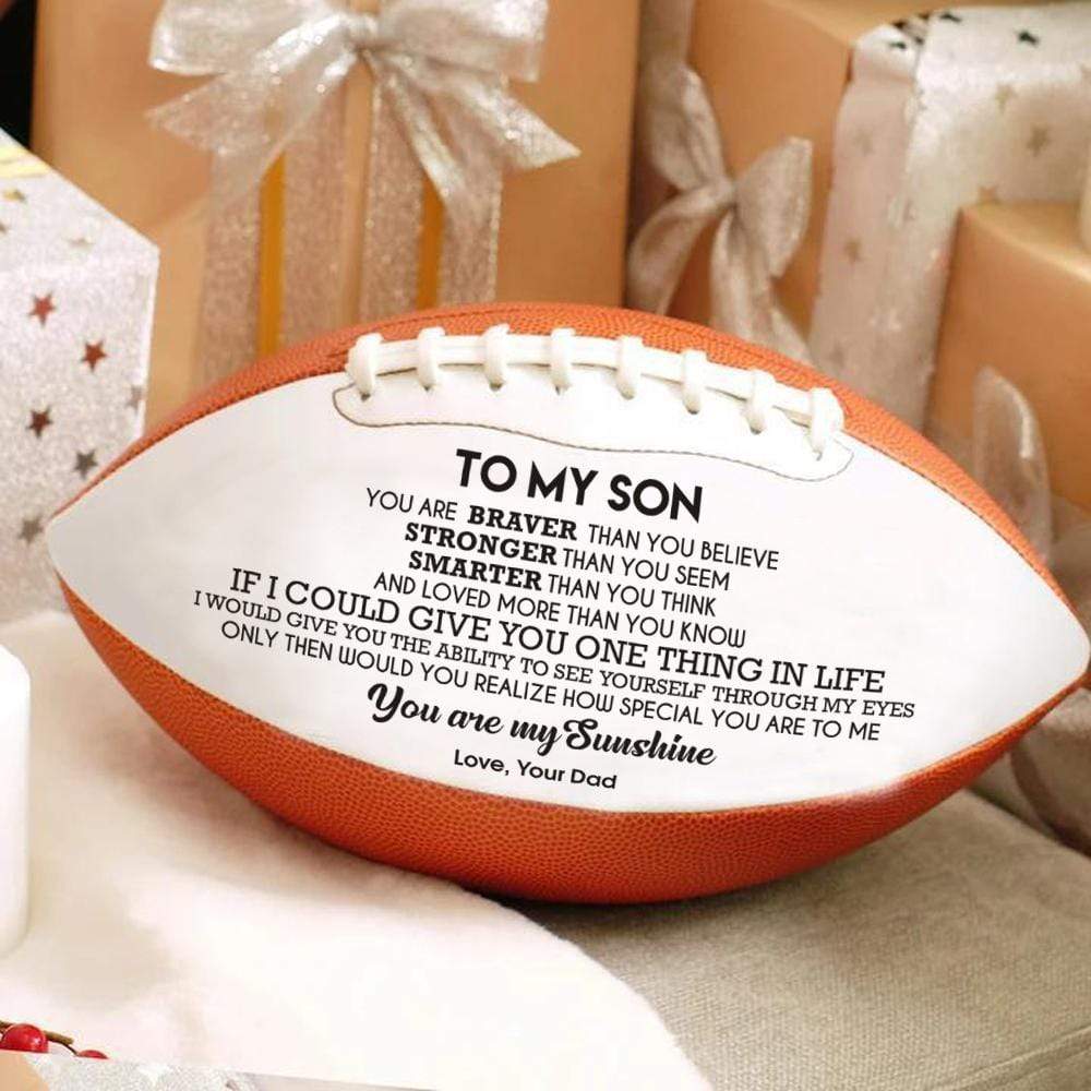 American Football Dad To Son - You Are My Sunshine Engraved American Football GiveMe-Gifts