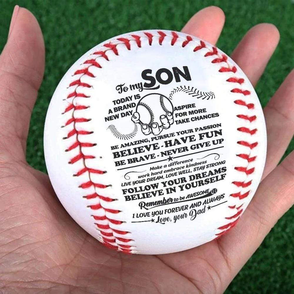 Baseball Dad To Son - Follow Your Dreams Believe In Yourself Personalized Baseball GiveMe-Gifts