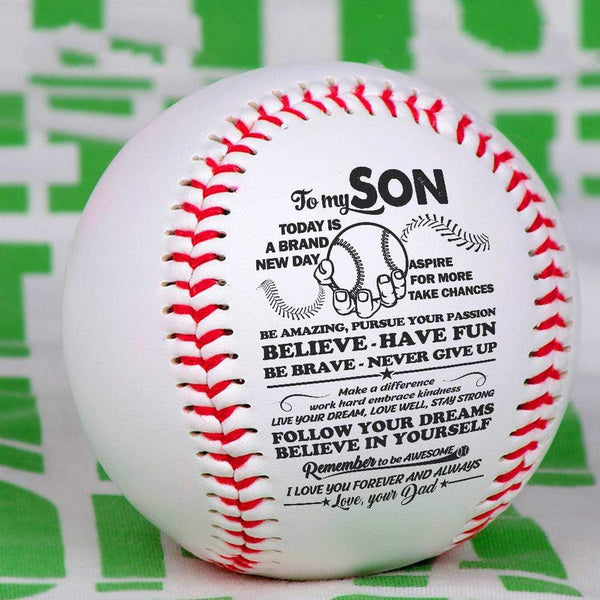 Baseball Dad To Son - Follow Your Dreams Believe In Yourself Personalized Baseball GiveMe-Gifts