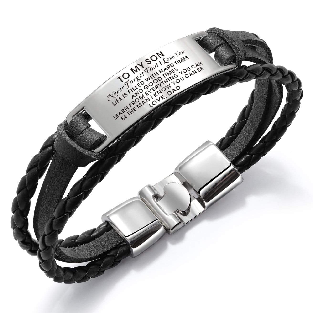 Bracelets Dad To Son - Never Forget That I Love You Leather Bracelet Black GiveMe-Gifts