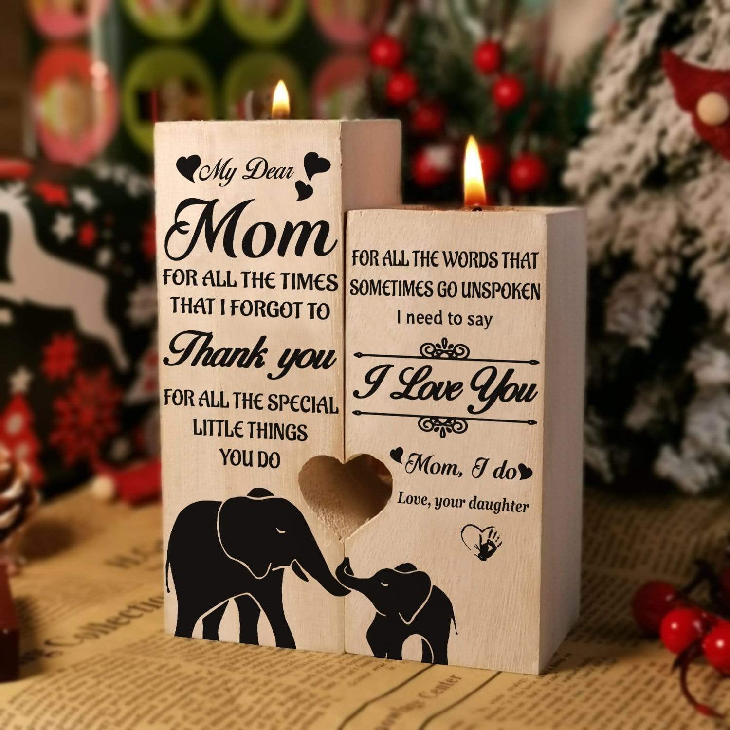 Candle Holders Daughter To Mom - I Need To Say I Love You Wooden Candle Holders GiveMe-Gifts