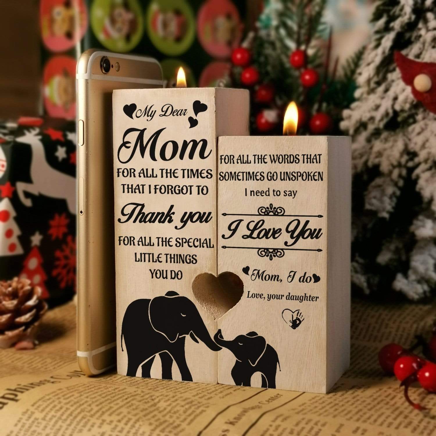 Candle Holders Daughter To Mom - I Need To Say I Love You Wooden Candle Holders GiveMe-Gifts