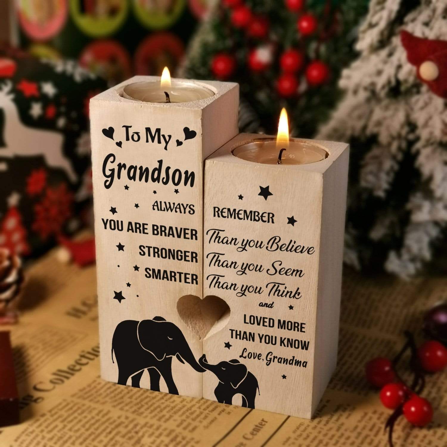 Candle Holders Grandma To Grandson - You Are Loved More Than You Know Wooden Candle Holders GiveMe-Gifts