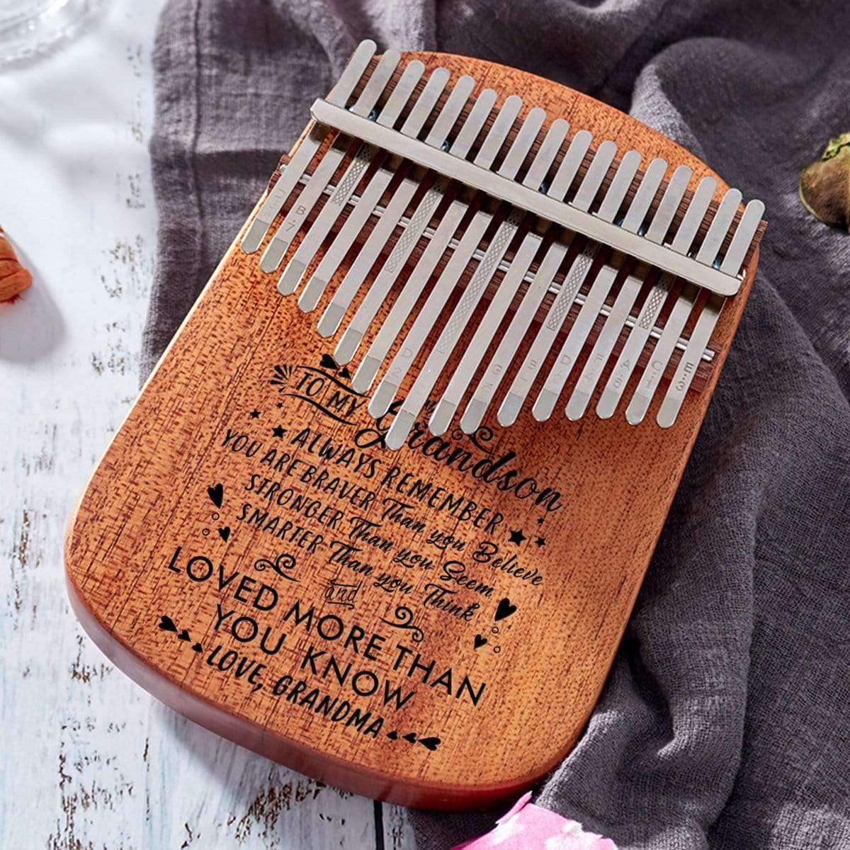 Kalimba Grandma To Grandson - You Are Loved More 17 Keys Thump Piano GiveMe-Gifts