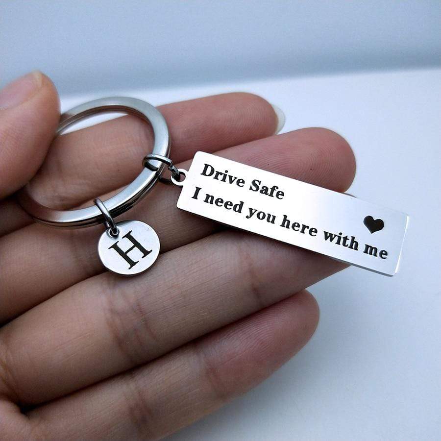 Keychains Drive Safe Customized Keychain With Letter Pendant GiveMe-Gifts