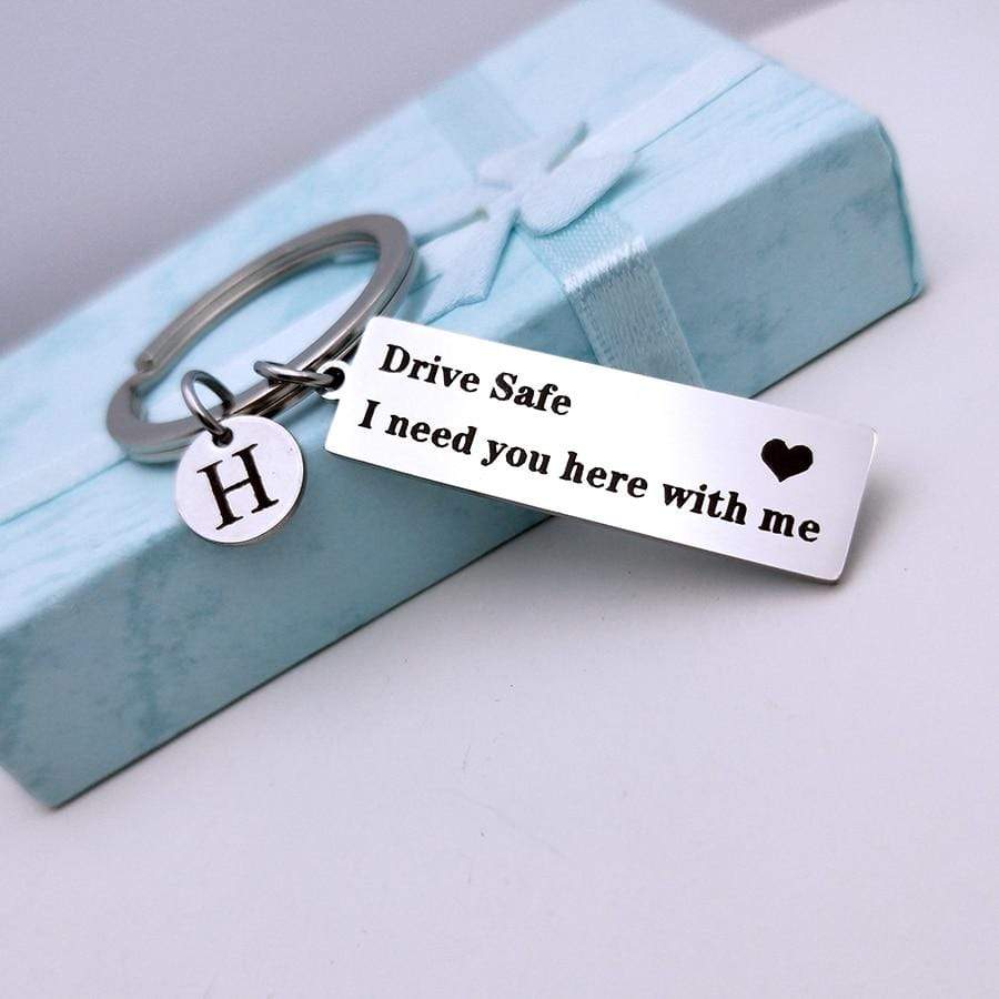 Keychains Drive Safe Customized Keychain With Letter Pendant GiveMe-Gifts