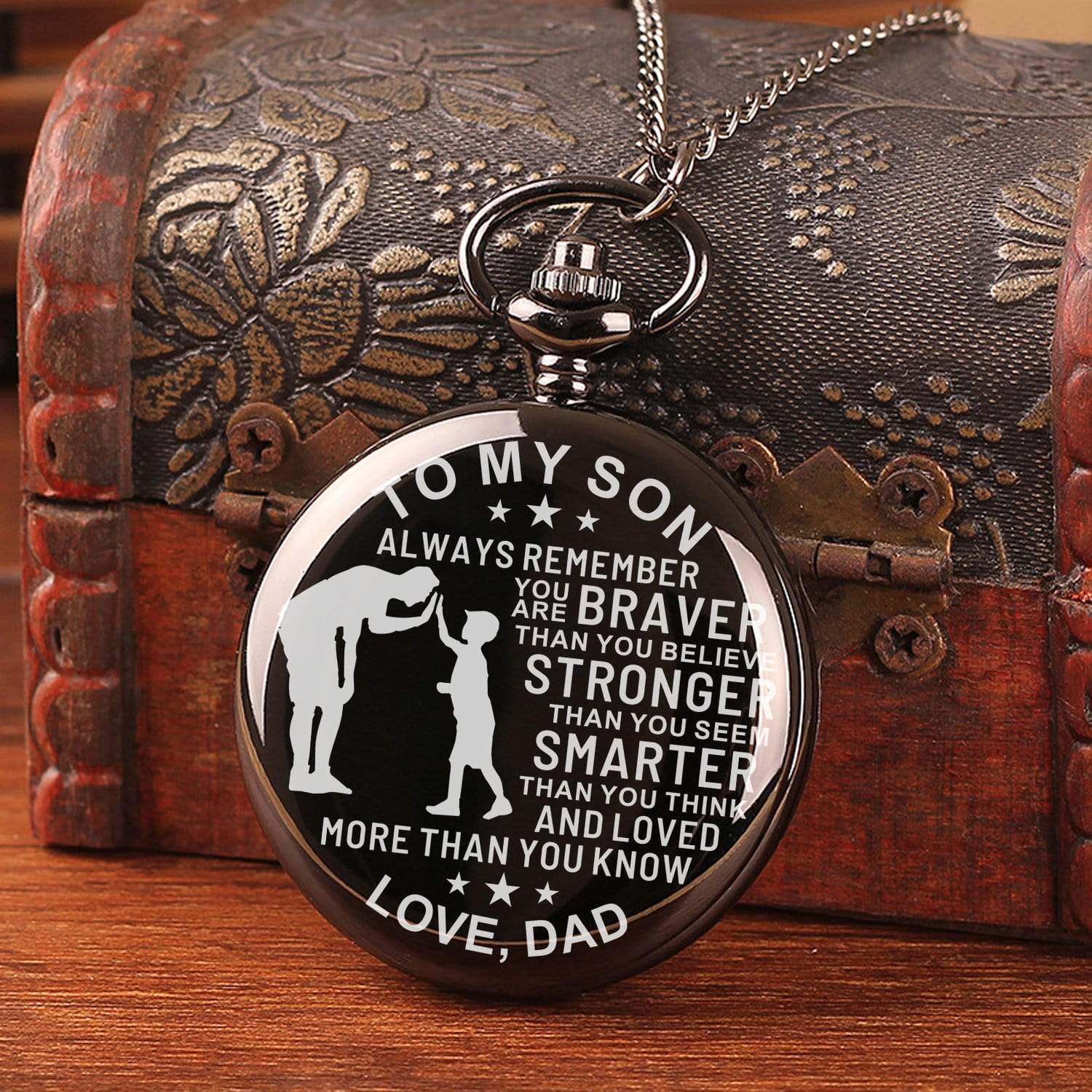 Pocket Watches Dad To Son - Braver Stronger Smarter Pocket Watch GiveMe-Gifts