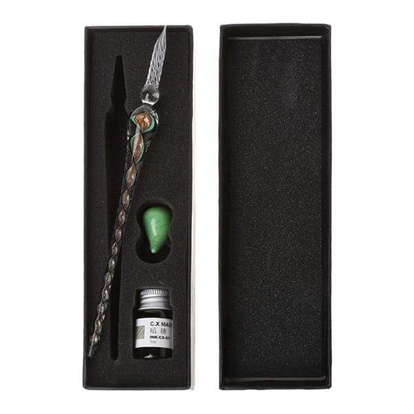 Stationery Elegant Spiral Glass Calligraphy Pen Set Green GiveMe-Gifts