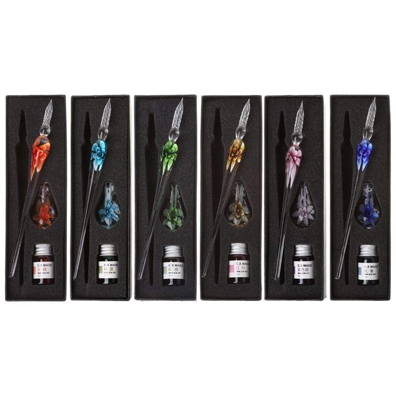 Stationery Floral Glass Calligraphy Pen Set GiveMe-Gifts