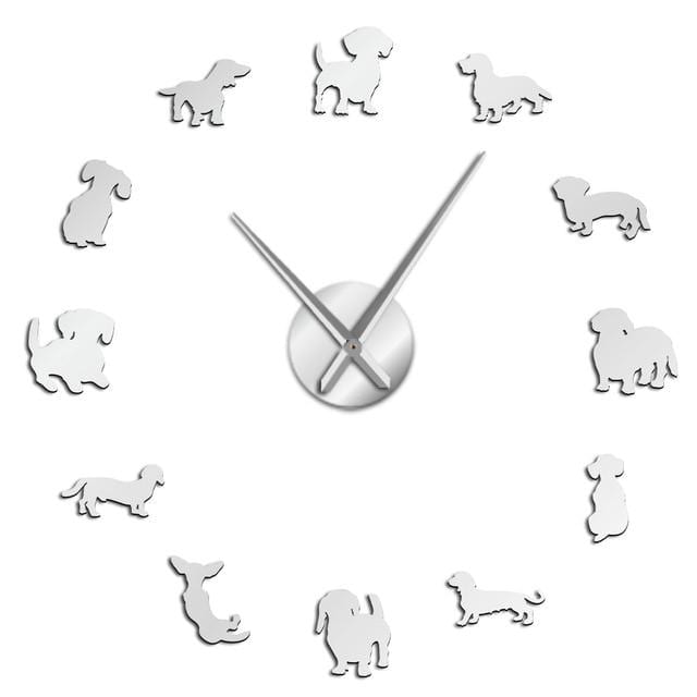 Wall Clocks DIY Dachshund Wiener Dog Large Wall Clock Silver (47 Inches) GiveMe-Gifts