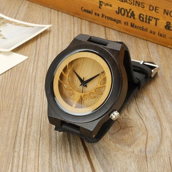 Watches Antlers Deer Head Black Wood Watch GiveMe-Gifts