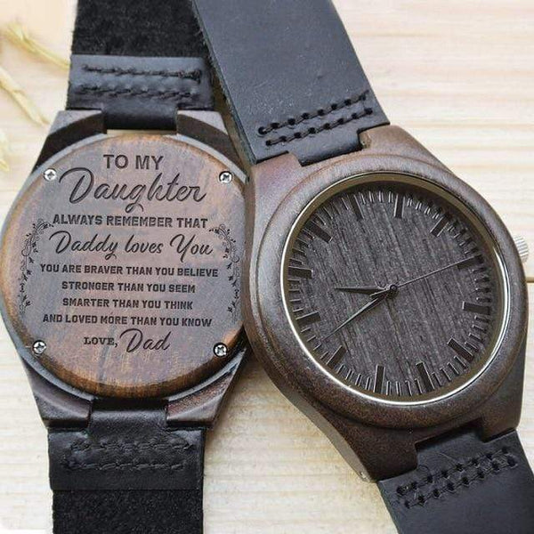 Watches Dad To Daughter - You Are Loved More Engraved Wood Watch GiveMe-Gifts