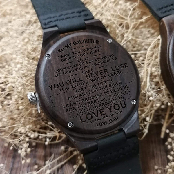 Watches Dad To Daughter - You Will Never Lose Engraved Wood Watch GiveMe-Gifts